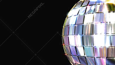 3D animation of a spinning disco ball.