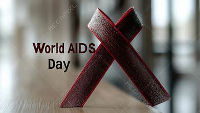 World AIDS Day vision: red ribbon, health awareness, global support, human struggle, virus battle, unity gesture, life symbol,
