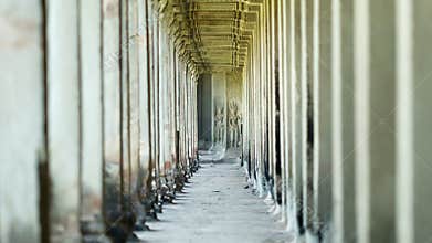 Columns of ancient Cambodian temple Angkor Wat