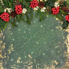 Christmas Winter Solstice Traditional Flora Nature Grunge Backgr