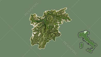 Trentino-Alto Adige, Italy, extruded and isolated. Satellite