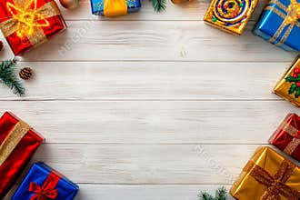Festive gifts for Hanukkah and Christmas adorning a white tree with bright decorations