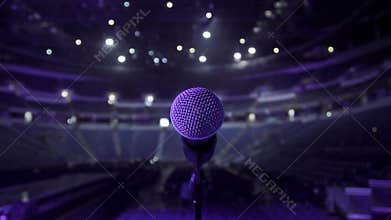 Microphone on stage at a concert venue