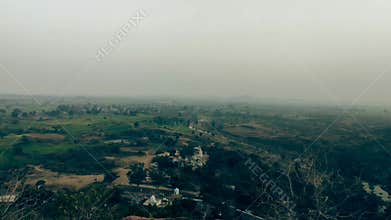Areal view of small town Landscape with mountain at the distance