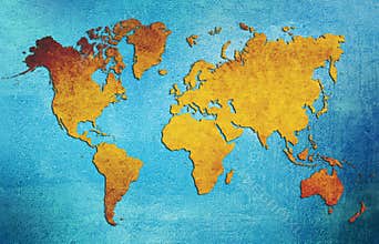 Brown grunge world map