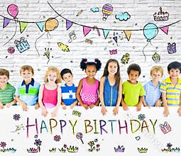 Diverse Children on Birthday Party