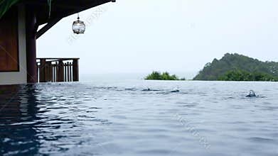 Serene Rainy Poolside with Ocean View in Lanta Krabi