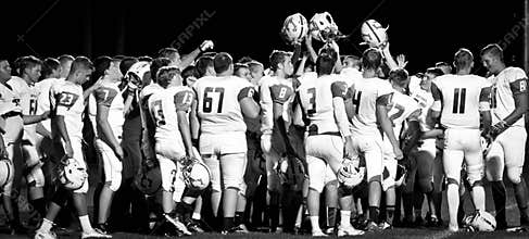 High School Football Team Huddle Banner