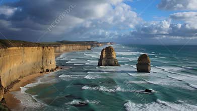 Twelve apostles marine sanctuary showing coastal erosion at the great ocean road
