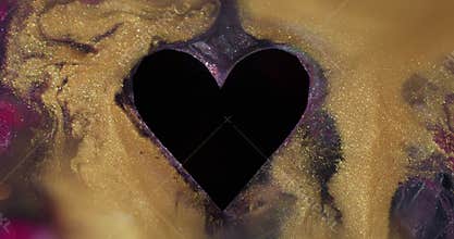 Shimmering heart sparkling texture love paint ink