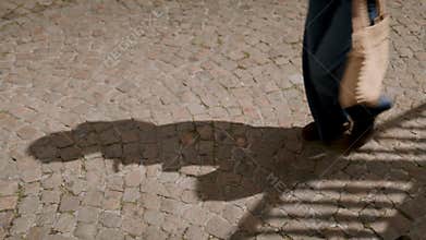 Shadows of female walking at night sunny day