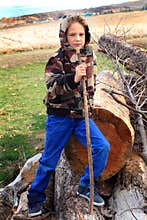 Cute Boy in Camo Hoodie