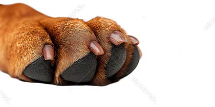 Close-up of dog paw isolated on transparent background