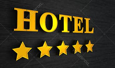 Hotel sign with five stars