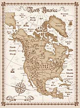 Vintage map of North America