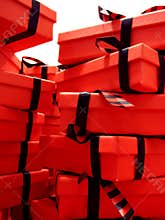 Red Gift Boxes with Black Bows