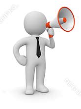 3d man with loudspeaker