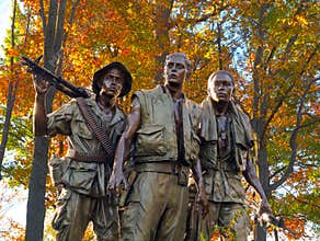 Three Soldiers at the Vietnam Veterans Memorial