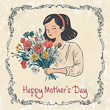 Retro Mother's Day Card with Elegant Design