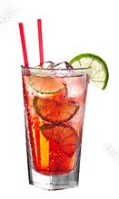 Red cold alcoholic cocktail