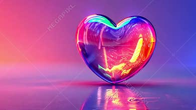 A vibrant heart glows with brilliant colors, setting a romantic mood perfect for Valentines Day