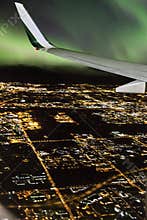 Plane Flight During Northern Lights