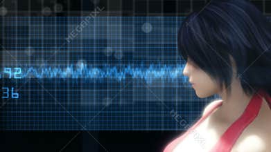 High technology futuristic backdrop with woman