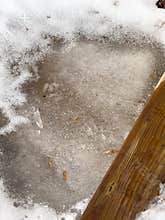 Ice at the base of the step