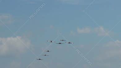 Old airplanes in formation