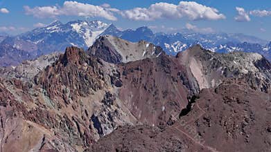 Mountain ridges and valleys in the Aconcagua region, Argentina