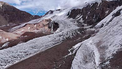 Aerial view of Andean glacier and rugged mountains, Argentina