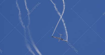 Glider Aerobatics Performance Smoke Trails Blue Sky