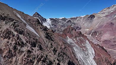 Steep ridges and ice formations in the high-altitude Andes, Argentina