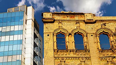 Modern and old Buildings with great Clouds Time lapse