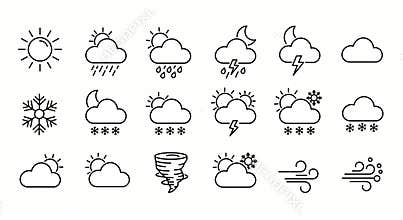 line art vector icons for different weathers
