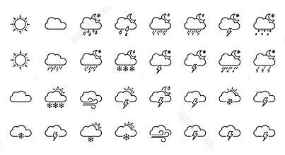 line art vector icons for different weathers