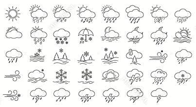 line art vector icons for different weathers