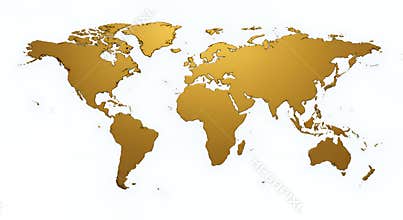 Glossy Golden 3D World Map: Detailed Photorealistic AI Render