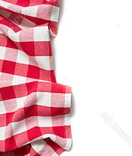 Red folded tablecloth isolated