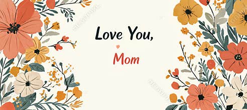 Whimsical Mother's Day Card Template with Floral Borders for a Loving Message