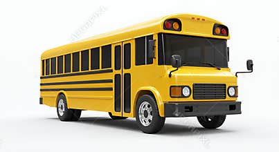 Isolated Yellow School Bus on White Background Transporting Students Safely - generated using ai