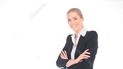 Happy Businesswoman Giving Thumbs Up