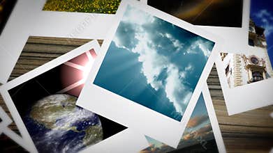 Environmental animated polaroid presentation, stock footage