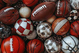 An extensive array of sports balls of different kinds, perfect for incorporating into sports and leisure themes