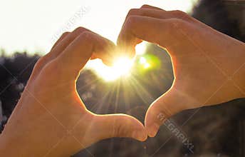 Hands heart sunshine
