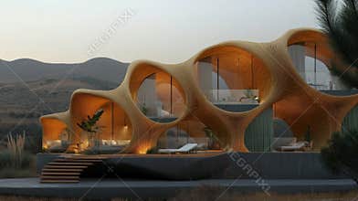 Innovative Sustainable Architecture Showcases Ecofriendly Design With Biomaterials in a Modern Smart City Setting