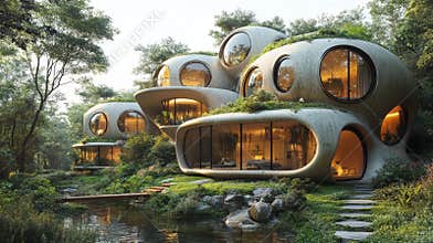 Innovative Eco Friendly Homes Designed for a Sustainable Future in a Smart City Environment Showcasing Renewable