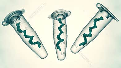 A 3d animation of Eppendorf tube containing RNA molecule.