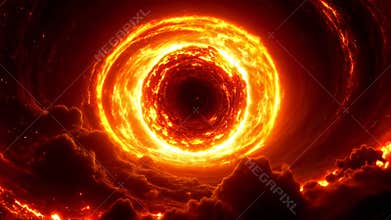 4K Fiery Black Hole Animation Inferno Space Vortex Sci-Fi Cosmic Energy Loop