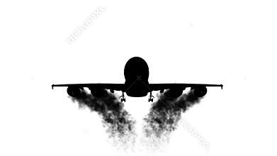 Black aircraft and smoke